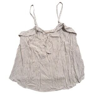 EVRI Tank Top  Plus Size 0 0X‎ XL Striped Babydoll Shirt Blouse Tan Cream NEW